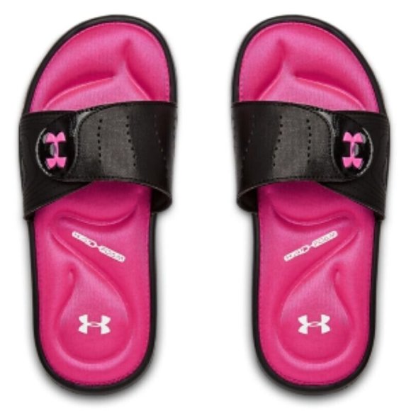 Under Armour Girls Ignite IX Slide Sandal Black/Pink/White 3Y US Little Kid New - Picture 1 of 9